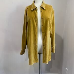 Elisabeth by Liz Claiborne Vintage Casual Oversized Tan Velvet Button Down Sz 16